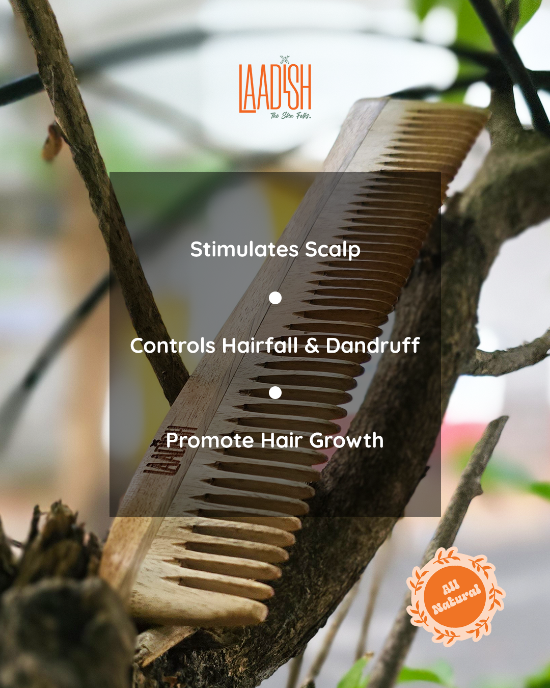 Tangle Whisperer ︱ Neem Wood ︱Hair Comb